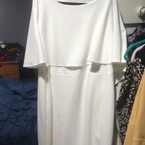 Calvin Klein size 18w cape formal cocktail dress in white.